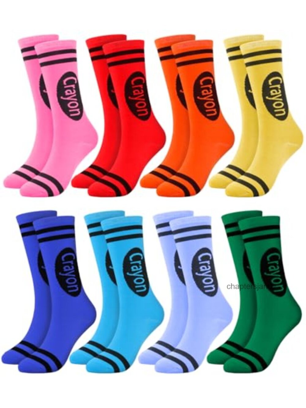 8 Pairs Cotton Knee High Socks Fun Crayon Costume Accessory